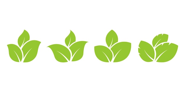 Set of green leaf vector icons Young leaves