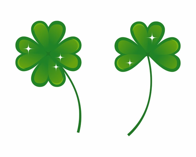 Vector set of green lucky clover