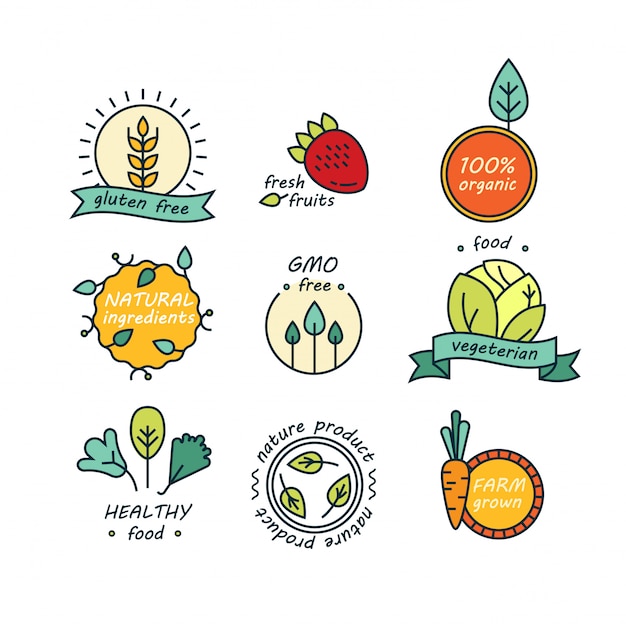 Set of green and organic products labels