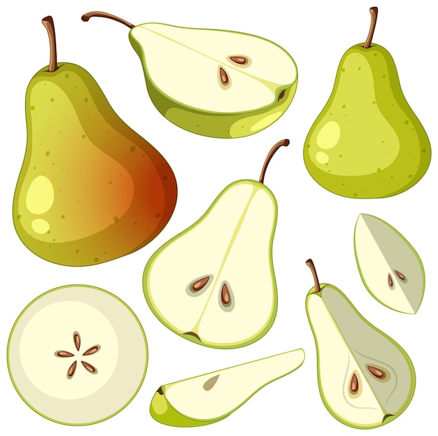 Set of green pear isolated