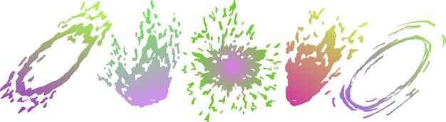 A set of green purple spots