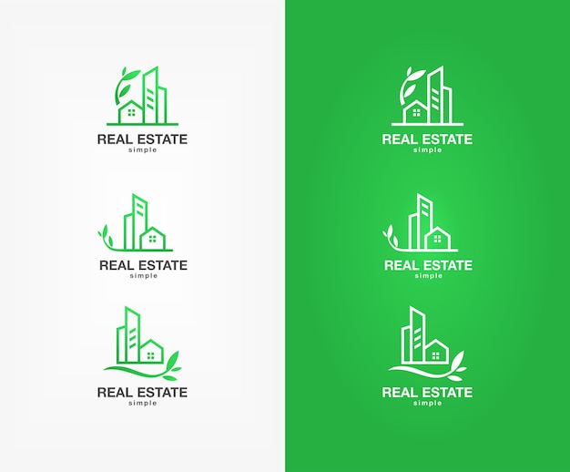 Set of green real estate logo