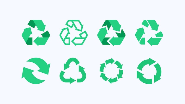 Set of green recycle arrow icons