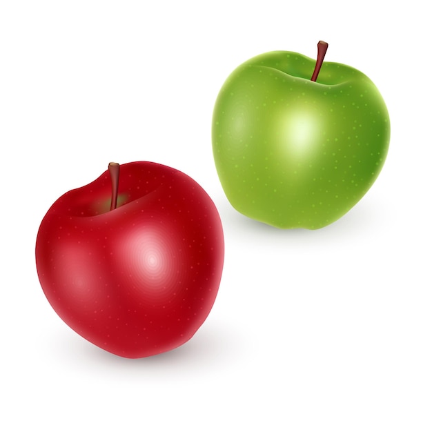 Set of green and red apples