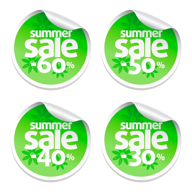 Set of green sale stickers vector