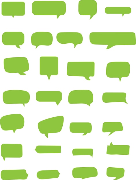 set of green speech balloon chat bubble or dialog boxes