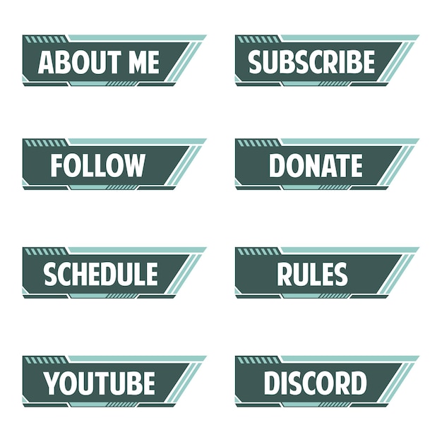 Vector set of green twitch panel or info button vector illustration