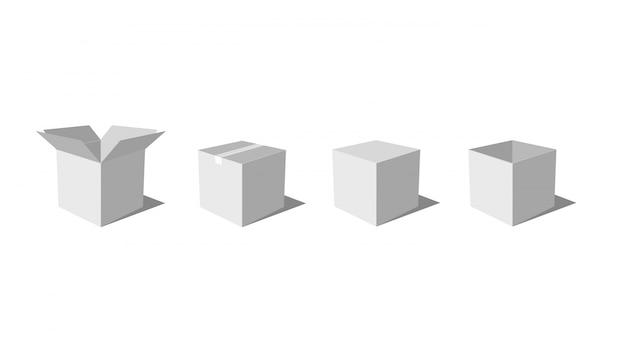 Set of grey boxes over white