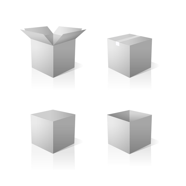 Set of grey boxes