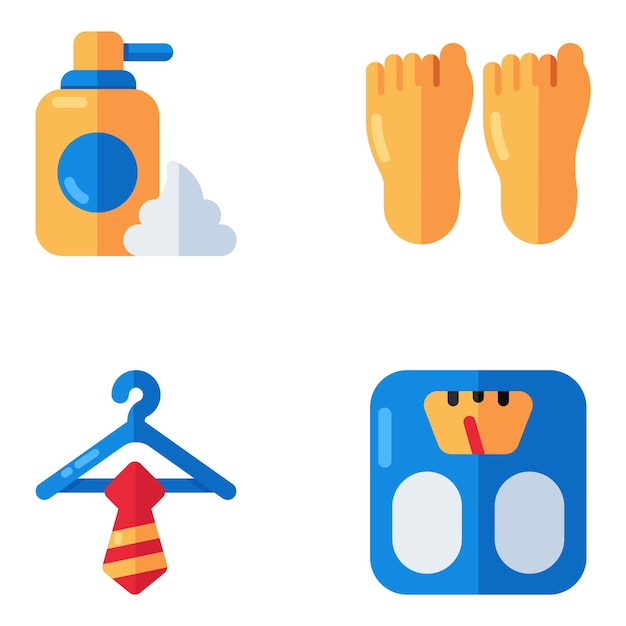 Set of Grooming Accessories Flat Icons