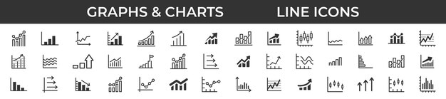 Set of growing bar graph icons Business chart with arrow Growths chart set Statistics and analytics