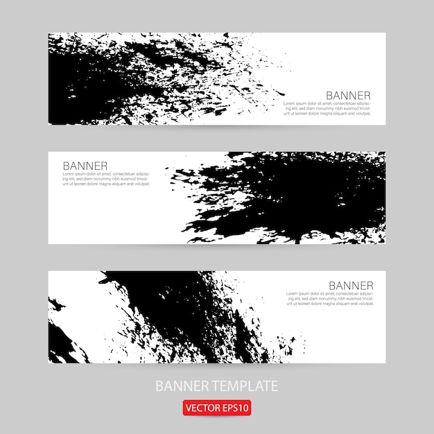 Vector set of grunge banner template hand drawn painted scratched for promotion.