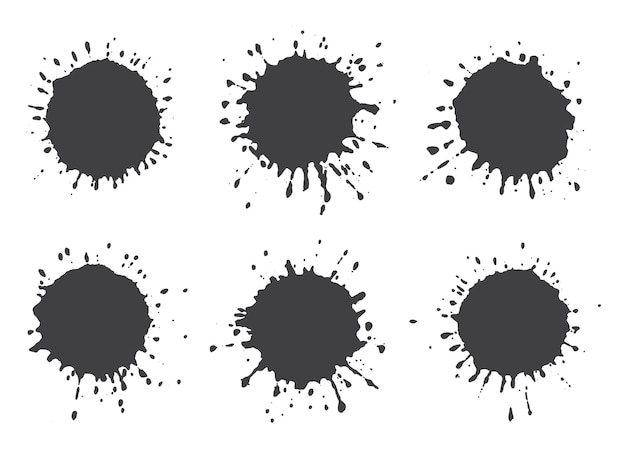 グランジブラックインクの染みのセット。