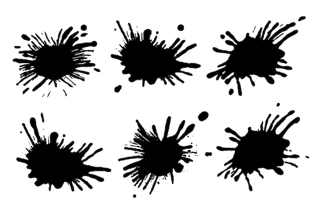 Set di macchie di grunge simboli spruzzi di vernice illustrazione vettoriale