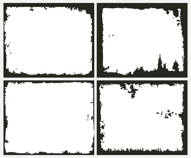 Vector set of grunge border frames