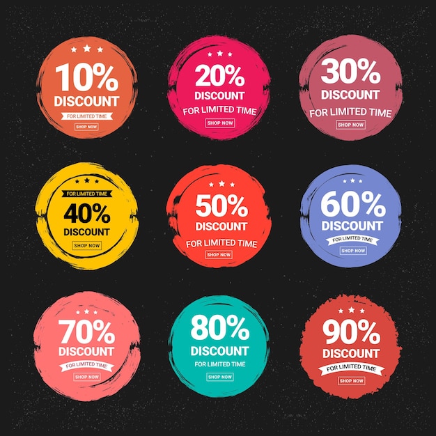 Vector set of grunge brush sale tags badges sticker vector