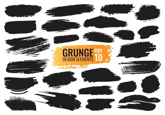 Set of grunge brush strokes isolated ink splash banners set for any use Vector collection