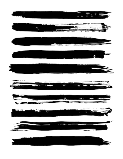 Set of grunge brush strokes. Vector illustration