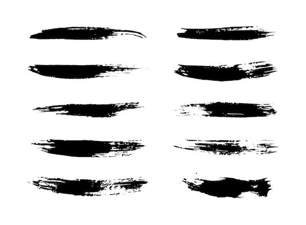 Set of   grunge brushes strokes paint strokes with a dry brush Abstract ink blots