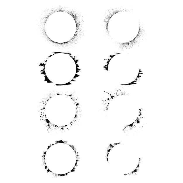 Vector set of grunge circle frames