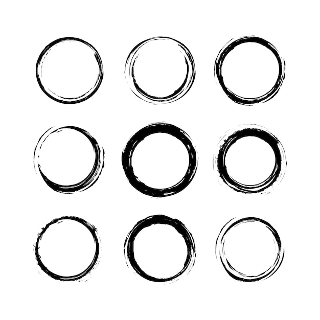 Vector set of grunge circle frames