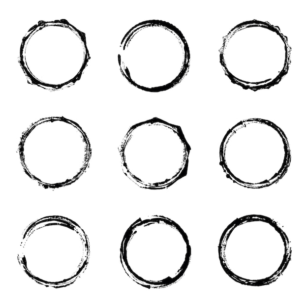 Set Of Grunge Circle Vector Illustration