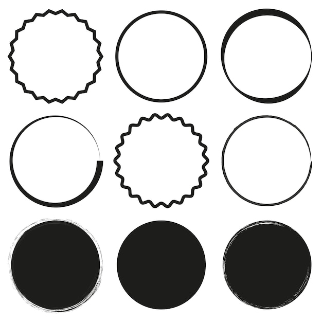 Set of grunge circles Grunge round shapes Vector illustration EPS 10 Stock image