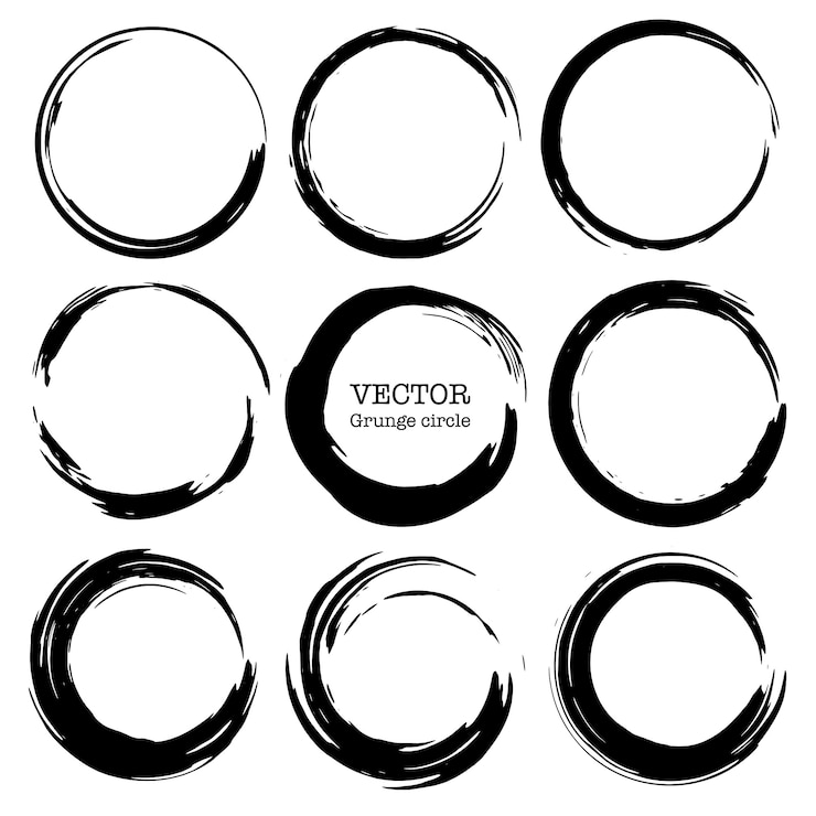 Vector グランジ・サークル、グランジ・ラウンド・シェイプのセット。