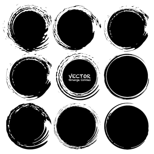 Vector set of grunge circles, grunge round shapes