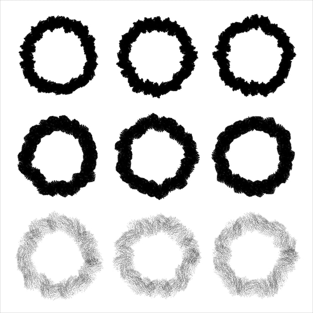 Set of grunge circles vector grunge round shapes doodle circles for design elements