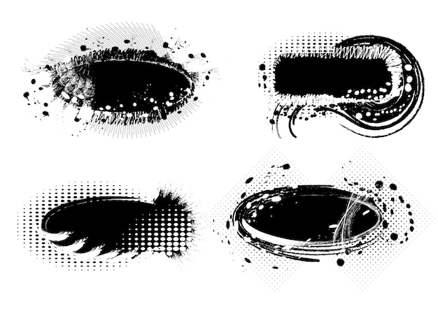 グランジ要素のセット ペンキの汚れ グランジ デザイン要素 ブラシ ストローク インク ベクトル図