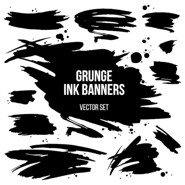 Set of grunge ink spots ans stains