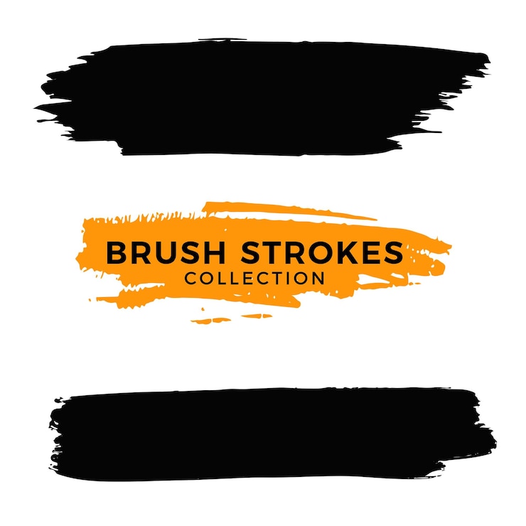 Vector set of grunge paint brush strokes grungy lines frames artistic design elements