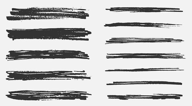 Set of grunge paint brush strokes