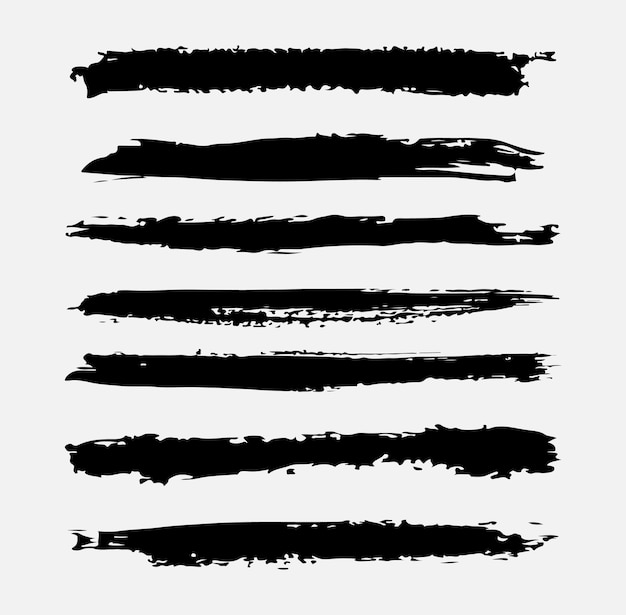 Vector set of grunge paint brush strokes.