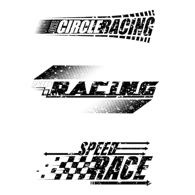 Set of grunge race track decals