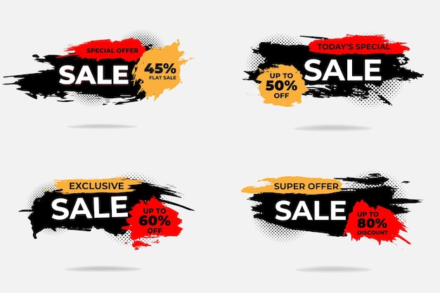 Set of grunge sale banner template