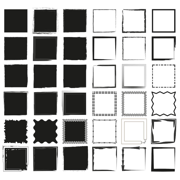 Set of grunge square frames Vector illustration EPS 10 Stock image