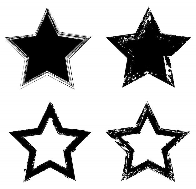 Vector set of grunge star icons