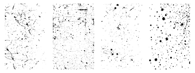 グランジ テクスチャ背景のセット 苦しめられた効果の黒と白のベクトル イラスト