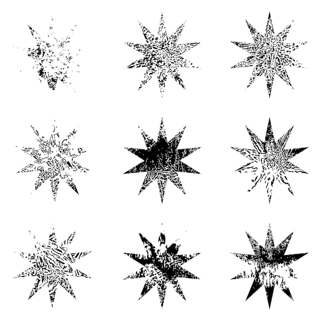 Набор гранж-текстуры штампа гранж-формы звездная фигура