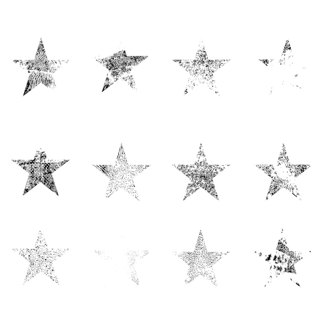 Vector set of grunge texture stamp grunge shapes star