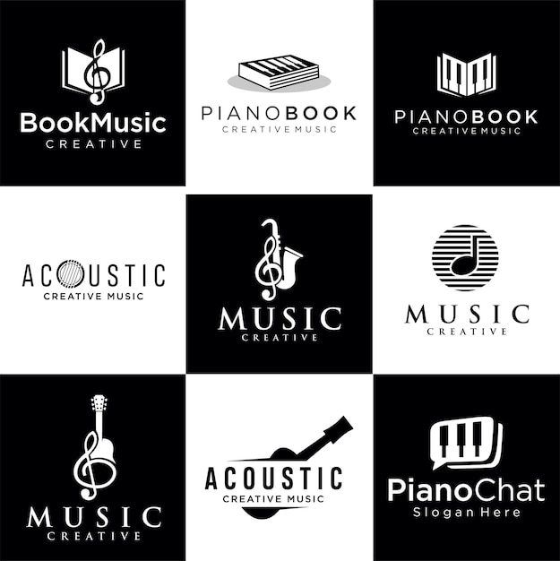 Set, di, chitarra, logotipo, disegno, vettore, illustrazione stock, musica rock