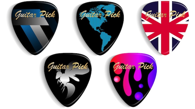 Set of guitar picks or plectrums Custom disign