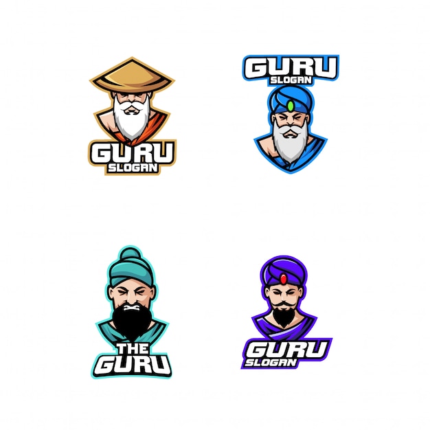 Set di logo testa guru