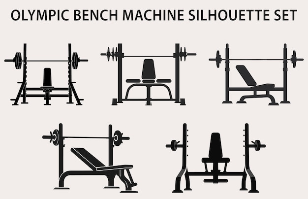 Vector set of gym equipment silhouette vector fitness element machine illustration bundle