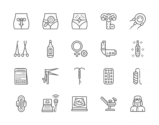 Set of Gynecology Line Icons.  