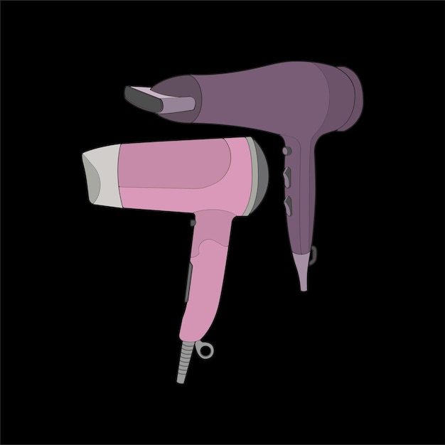 Set of hair dryer vector art hand drawing isolated vector for coloring book