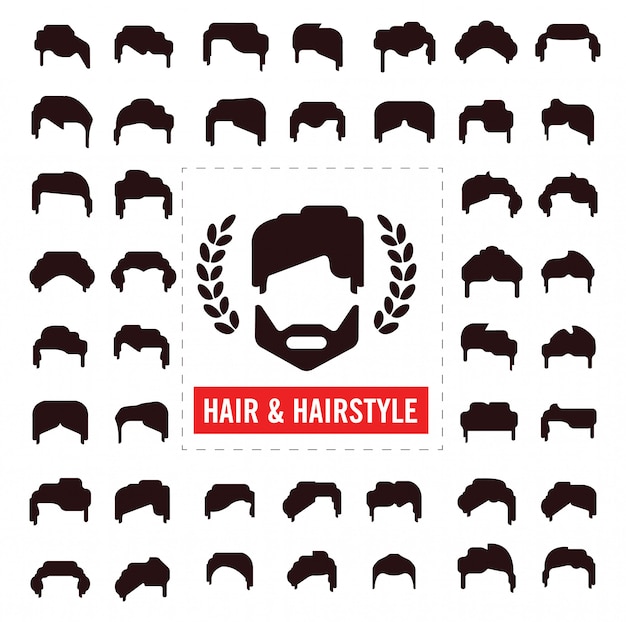 Set of hair silhouettes, man and woman hairstyle