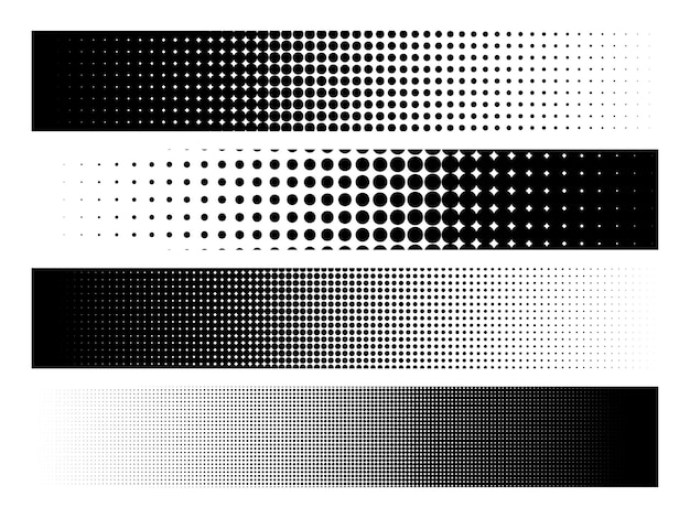 Vector set of halftone banners isolated